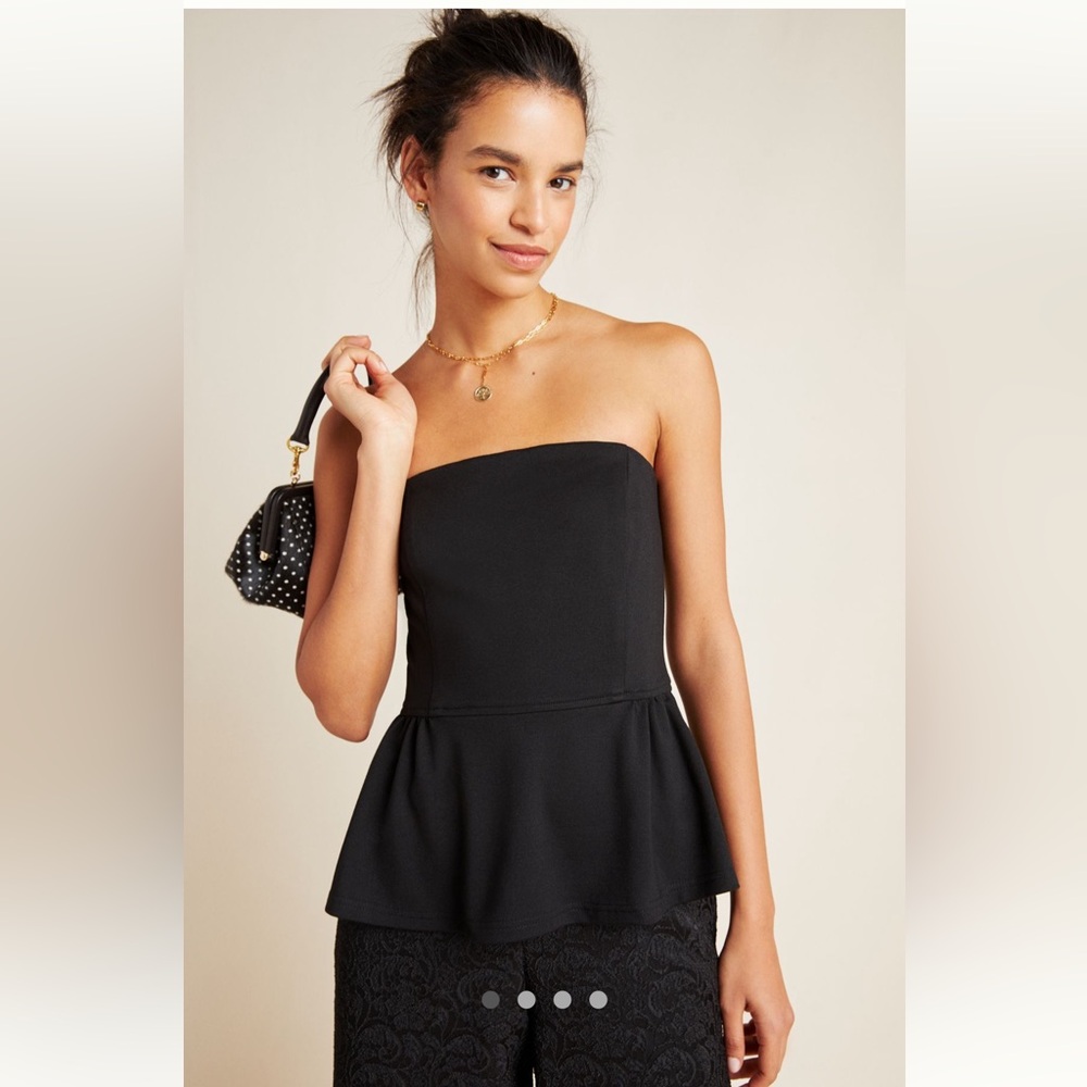 Anthropologie Ruthie Peplum Top Black L